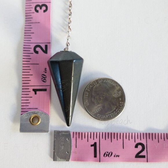 Black Tourmaline Crystal Pendulum Handmade Tumbled Hexagonal Cone Chakra Dowsing - Picture 6 of 11